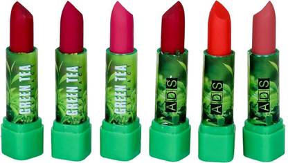 ads Non-Smudging Green Tea Set Of 6 Lipstick For Girls And Women