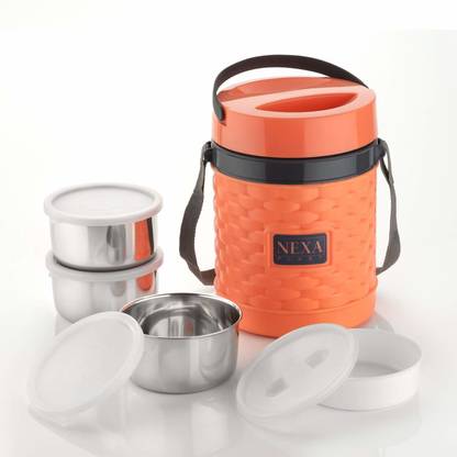 INVANTO 3 Layer Stainless Steel Insulated Bento Lunch Box, Leak Proof Lunch Box with Lid, Three-Tier Lunch Box, Tiffin Box For Kids, Women, School & College Students 3 Containers Lunch Box