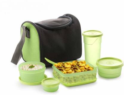 DODGE 'N WOLVES AIRTIGHT Eat Fresh Tiffin Lunchbox with Bag Leak Proof Heavy Quality Fresh Sling 5 Container Lunch Box with Bag(Multi-Color, Standard) 5 Containers Lunch Box