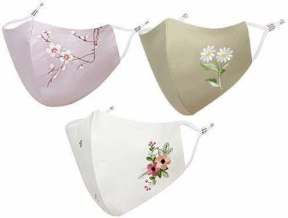 MASQ Anti-Pollution Anti-Bacterial BFE>99% 4 Layer Protective Face Mask Girl & Women Blossom_Combo_Medium_03 Reusable, Washable Cloth Mask