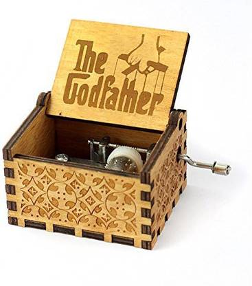 EITHEO Wooden Hand Cranked Collectable Engraved Music Box (The Godfather)