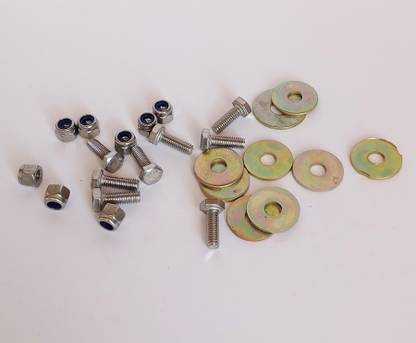 Hardware Nut & Bolt Set Full Thread Bolts with Nylon Lock Nuts and Washer set (10 Set) 4 x 15 mm