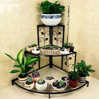 manzees Wrought Iron Corner Plant Holder 3 Tier Plant Pot Stand Plant Container Set