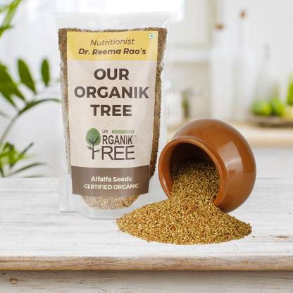 Our Organik Tree Certified Organic Alfalfa Seeds for Sprouts | Rijka, Rajko, Lucerne | Superfood, immunity Booster, Weight Loss | Microgreens | No Gmo Alphalpha Seeds