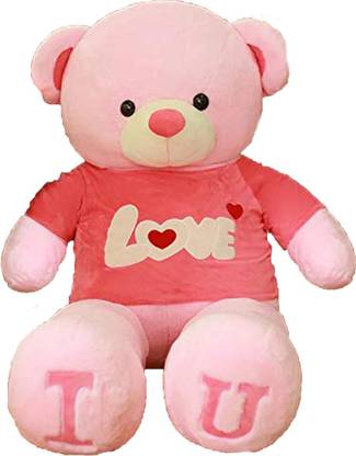 CLICK4DEAL Long Soft Lovable hugable Cute Giant Life Size Teddy Bear (I Love You Teddy, Pink)  - 100 cm