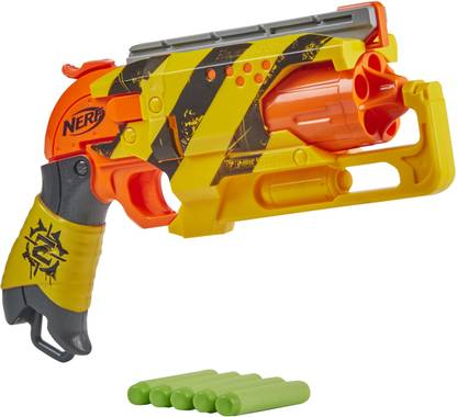 Nerf Zombie Strike Hammershot Blaster, Pull-Back Hammer-Blasting Action, 5 Darts, Stripes Color Scheme Guns & Darts