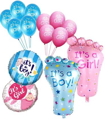 SOI Printed It’s a Girl & Boy Printed Baby Feet Round Foil Balloons Combo Kit For Baby Shower Decoration / Welcome Baby Party Decorations / Baby Shower Decoration Balloon / Maternity shoot Props Balloon Balloon