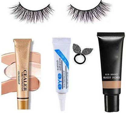 LOVE YOU MOM eyelash eyes+makeup foundation+rabbit rubber+glue+blur primer set 5