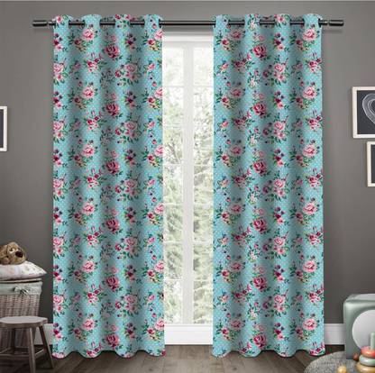 AIRWILL 214 cm (7 ft) Cotton Room Darkening Door Curtain (Pack Of 2)