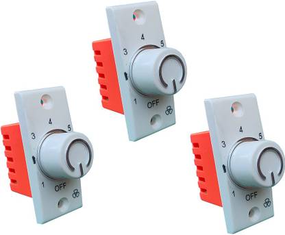 Hiru SWITCH 7 STEP - 3 PCS Fancy FAN REGULATOR for Home & Office Step-Type Button Regulator