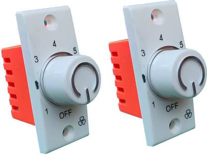 STEPZON SWITCH 7 STEP - 2 PCS Fancy Chrome FAN REGULATOR for Home & Office Step-Type Button Regulator