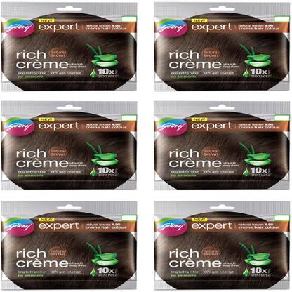 Godrej Expert Natural Brown Rich Creme Ultra Soft Deep Shine Long Lasting Colour 6X20ml , Brown