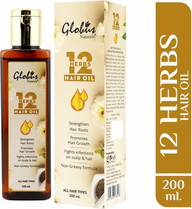 Globus Naturals 12 Herbs Hair Growth Oil |Strengthen Hair Roots | Promotes Hair Growth | Fights infections on scalp & hair| Free from SLS & Paraben  Hair Oil
