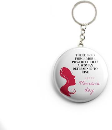AVI Metal Keychain Happy Women's day wish with Girl power Quote R7002342 Key Chain