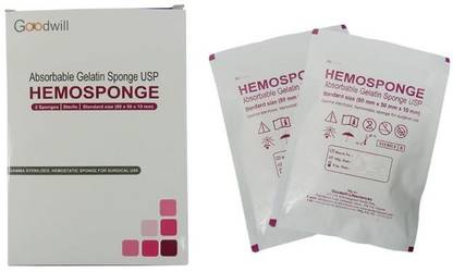 GOODWILL Hemosponge Absorbable Gelatin Sponge Hemostatic Sponge Gamma Sterilized (80mm X 50mm X 10mm) (2 Units) Interactive dressings Medical Dressing