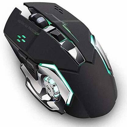microware 2.4G Wireless Professional Gaming Mouse Rechargeable, Color Changing 6 Buttons DPI 800/1200/1600 for Pro Game Notebook, PC, Laptop, Computer, 15G Strong Acceleration Wireless Optical  Gaming Mouse  with Bluetooth