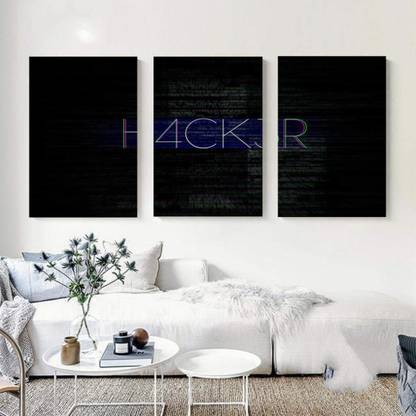 Decorative Framed Canvas Wall Art Decoration Hacker Word Digital Print Poster N&WCP-11418 Canvas Art