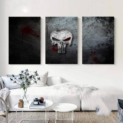 Decorative Framed Canvas Wall Art Decoration The Punisher Skull Logo Digital Print Poster N&WCP-12563 Canvas Art