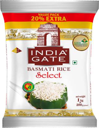 INDIA GATE Flavourful & Fine Select|Long & Slender Grains|Naturally Aged|Flavourful & Fine Basmati Rice (Polished)