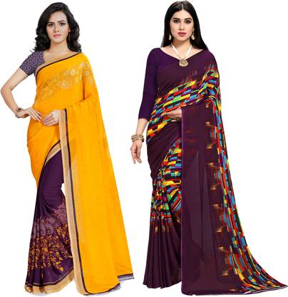 kashvi sarees Printed Daily Wear Georgette Saree with Unstitched Blouse
