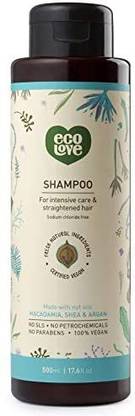 Ecolove Natural Shampoo for Straightened Hair and Dry Damaged Hair with Organic Moroccan Argan Oil Macadamia Oil and Shea Oil, N