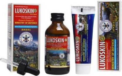 Lukoskin Aimil Combo: Ayurvedic Medicine For Leucoderma (40gm Ointment + 100ml Oral Liquid)