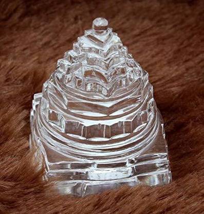 UJJKRAFT 100% Pure Sphatik Shree Yantra (Original) for Pooja, Laxmi Shri Yantra Crystal Yantra