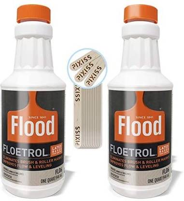 GrandProducts Floetrol Pouring Medium for Acrylic Paint 1 Quart Bottles (2-Pack) Flood Flotrol Additive 20 Pixiss Wood Mixing Sticks P