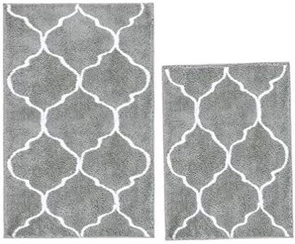 Hebe Bath Rug Set 2 Pieces Microfiber Absorbent Bath Mat Sets for Bathroom Non Slip Bathroom Rug Mat Set of 2 Machine Washabl