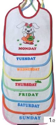 kogar Beautiful Printed 7 Days Baby Bib For Daily Use Sunday To Saturday Baby Bibs For Kids