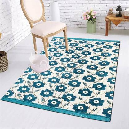 Shivkirpa Blue Chenille Carpet