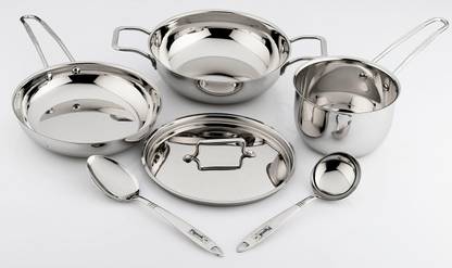 Pigeon Estilo 6pcs Cookware Set (KADAI 1000ML+LID+S.P 1000ML+CUTE LADDLE-2+F.P 750ML) Cookware Set
