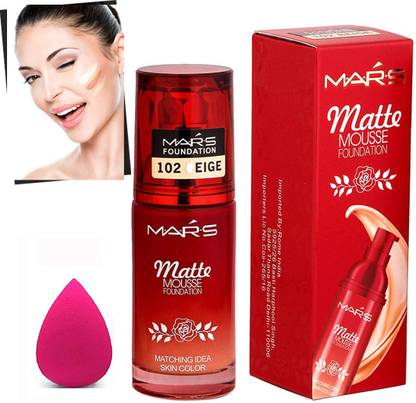 मास हेल्थकेयर combo of Matte Mousse Foundation+Blender Puff Sponge Foundation