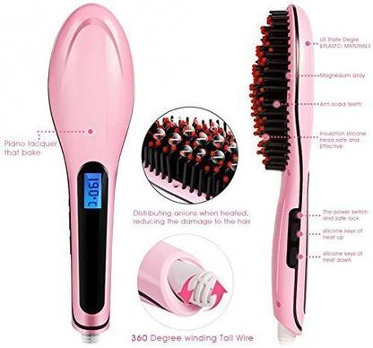 VKK TRADERS Women’s Hair Straightening Brush with LCD Screen, Temperature Control Display,
