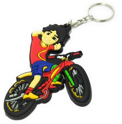 Key Era Shiva Cartoon On Cycle Single Side Keyring Key Chain