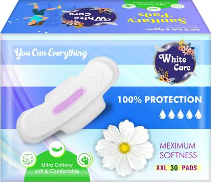 White Care Sanitary Pads for Women, XXL+ 30 Napkins Sanitary Pad