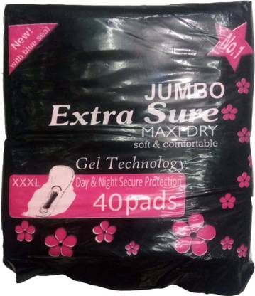 Extra Sure Sanitary Pad Jumbo XXXL Full Size Pack of 40 Sanitary Pad