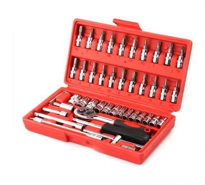 Gambit Socket 1/4 Inch Combination Repair Tool Kit (Red, 46 pcs) Socket Set