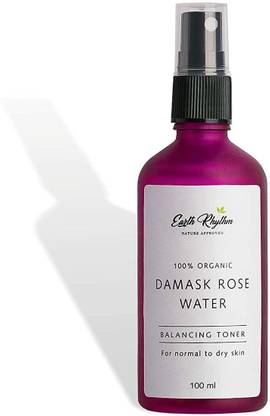 Earth Rhythm 100% Certified Organic Damask Rose Water, For Normal to Dry Skin, 100% Organic Men & Women