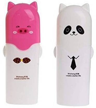 Iz lezoir Set of 2 Travel Toothbrush Holder Box Case Tooth Brush Cover Teddy Shape Toothbrush Case