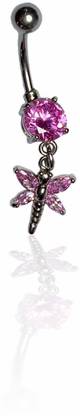 Collana Surgical Steel Glossy pink dragon fly Belly Button Stainless Steel Beaded Dangling Charm