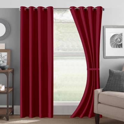 D M Furnishings 213 cm (7 ft) Door Polyester Semi Transparent Curtain (Pack Of 2)