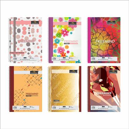 FREEMIND Spiral A4 Notebook Single Line (5 Subject) 300 Pages