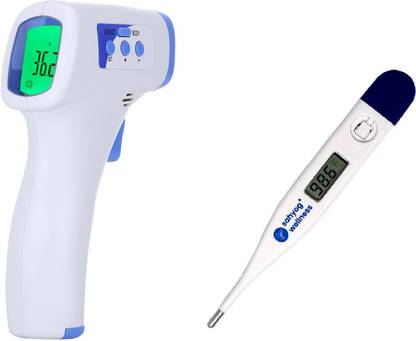Sahyog Wellness 23062 Multi Function Non-Contact Forehead Infrared Thermometer with IR Sensor and Color Changing Display & 1 Digital Thermometer