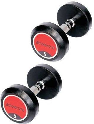Konark 10 kg Rubber Coated Professional Round Dumbbells 5KG (Pack of 2) Home Gym Combo
