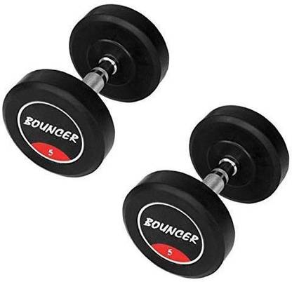Konark 10 kg Rubber Coated Professional Round Dumbbells 5KG (Pack of 2) Home Gym Combo