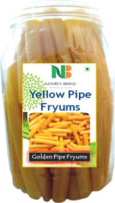 Nature's Bridge Golden Fingers Fryums, yellow pipe papad, Ready to fry Papad snacks, Finger fryums - 400 Gm (Full Size) Fryums
