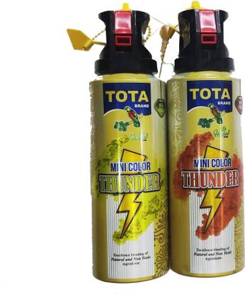 Dhinchak Spray Style Genuine Natural Dry gulal Pack of 2 Aluminium Bottles Holi Color Powder Pack of 2