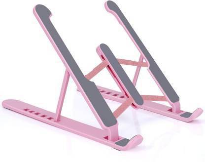 sm retail Foldable Tablet Holder, Phone Stand, Adjustable Cell Phone Stand for Desk,Tablet Stand, Case Friendly Compatible with All Mobile Phone/iPad/Kindle - Multi-Angle Desktop Stand Holder (Pink) 2Light_Laptop_Stand_Pink_822 Plastic Floor and Desk Stand Rotatable Laptop Stand with Adjustable Height Compatible with Universal Laptops