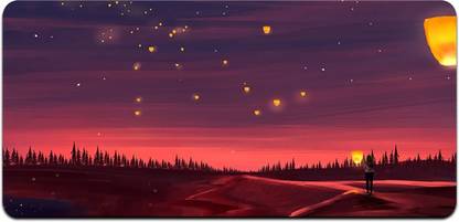 Ryca Sky Lantern Scenery Wallpaper 3D Design High Resolution Desk Pad With Non-Slip Base For Gaming||PC||Laptop||Keyboard Mousepad